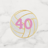 Roze en Witte Partij Glitter Volleybal Confetti (Kleine voorkant)