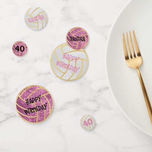 Roze en Witte Partij Glitter Volleybal Confetti (Groep)