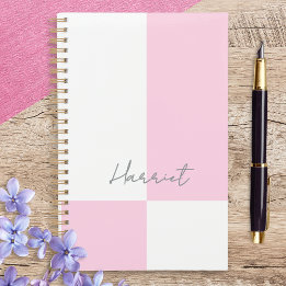 Roze en Witte Pastel Kleurblok Persoonlijk Planner