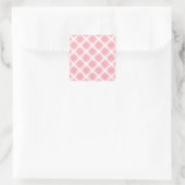 Roze en witte patronen vierkante sticker (Tas)