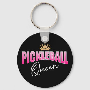 Roze en witte pickleball Queen Gold Crown Sleutelhanger
