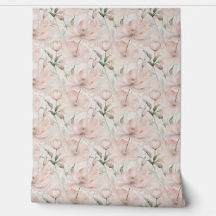 roze en witte pioenen in een rustig ontwerp behang