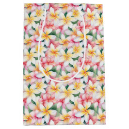 Roze en witte plumeria bloem medium cadeauzakje