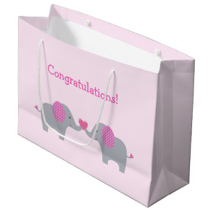 Roze en witte poka Baby shower Groot Cadeauzakje