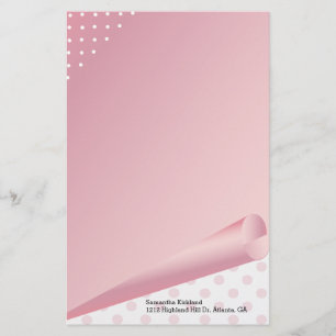 Roze en witte poka Dot Aangepaste schrijfbenodigdh Briefpapier