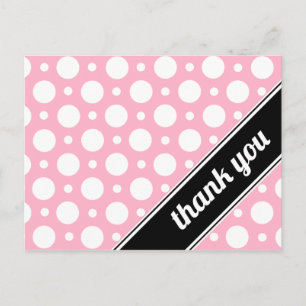 Roze en witte poka Dot Dank u Briefkaarten