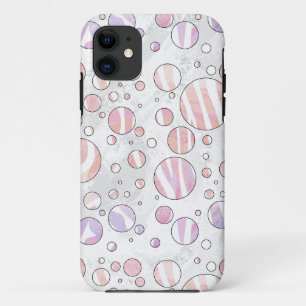 Roze en witte poka Dot Zebra iPhone 11 Hoesje