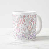 Roze en witte poka Dot Zebra Extra Grote Beker (Voorkant rechts)