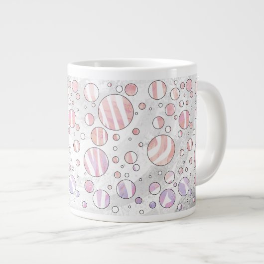 Roze en witte poka Dot Zebra Extra Grote Beker (Voorkant rechts)