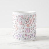 Roze en witte poka Dot Zebra Extra Grote Beker (Voorkant)