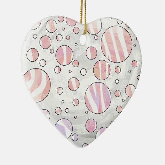 Roze en witte poka Dot Zebra Keramisch Ornament (Rechts)