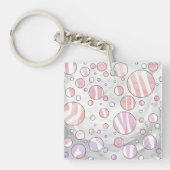 Roze en witte poka Dot Zebra Sleutelhanger (Voorkant)