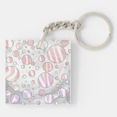 Roze en witte poka Dot Zebra Sleutelhanger (Achterkant)