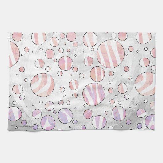 Roze en witte poka Dot Zebra Theedoek (Horizontaal)