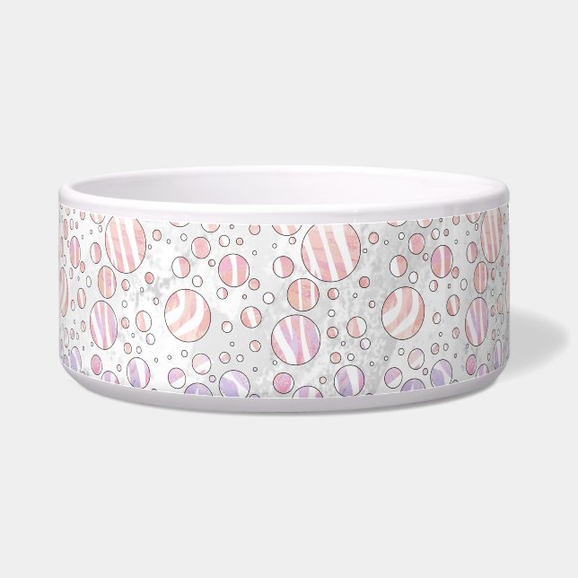 Roze en witte poka Dot Zebra Voerbakje (Rechts)