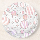 Roze en witte poka Dot Zebra Zandsteen Onderzetter (Voorkant)