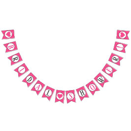 Roze en witte poka Dots Harten Vrijgezellenfeest Vlaggetjes