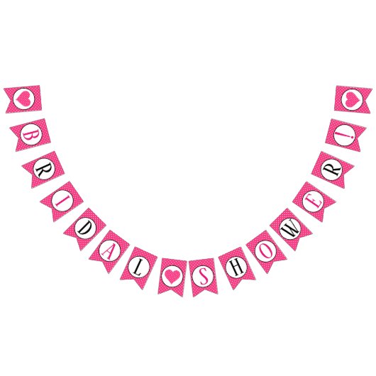 Roze en witte poka Dots Harten Vrijgezellenfeest Vlaggetjes (Alle)