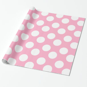 Roze en witte poka puntenpapier cadeaupapier