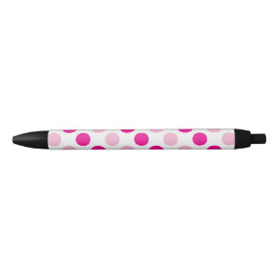 Roze en witte poka-stips zwarte inkt pen