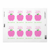 Roze en Witte Polka Dot Apple Gepersonaliseerd Etiket (Full Sheet)