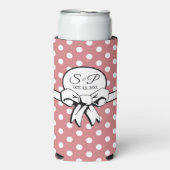 Roze en witte Polka Dot White Bow Gepersonaliseerd (Seltzer Voorkant)