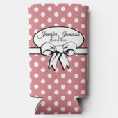 Roze en witte Polka Dot White Bow Gepersonaliseerd (Achterkant)
