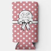 Roze en witte Polka Dot White Bow Gepersonaliseerd (Voorkant)
