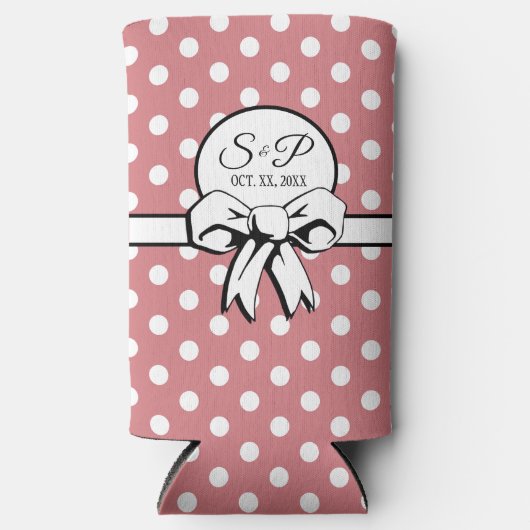 Roze en witte Polka Dot White Bow Gepersonaliseerd (Voorkant)