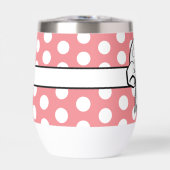 Roze en witte Polka Dot White Bow Gepersonaliseerd (Voorkant)