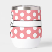 Roze en witte Polka Dot White Bow Gepersonaliseerd (Achterkant)