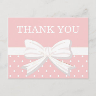 Roze en witte polka stippen & strik verjaardags be briefkaart