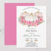 Roze en witte pompoen Baby shower