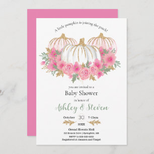 Roze en witte pompoen Baby shower Kaart