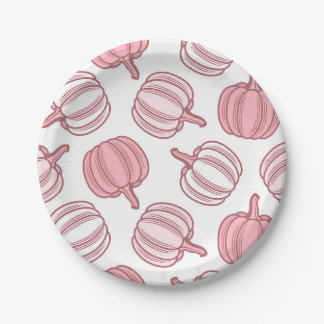Roze en witte pompoen Gedrukte papieren Borden Bordje