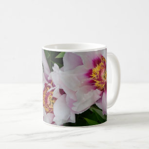 Roze en witte pony bloemen koffiemok