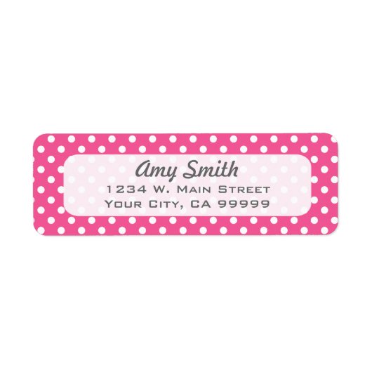 Roze en witte pooldots etiket (Voorkant)