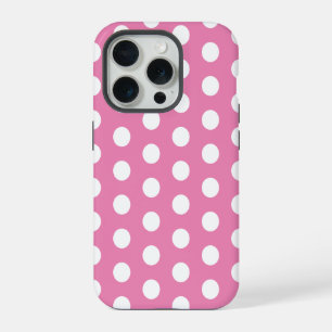 Roze en witte pooldots iPhone 15 pro hoesje