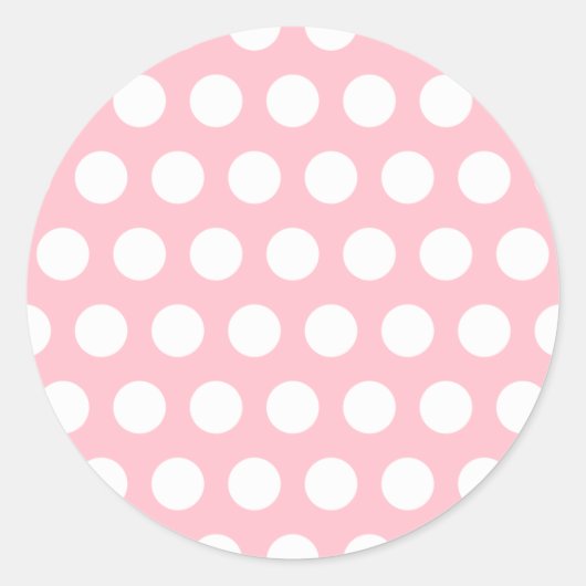 Roze en witte pooldots ronde sticker (Voorkant)