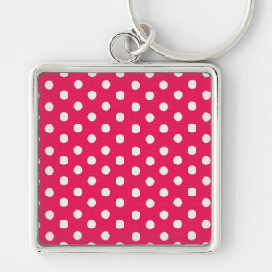 Roze en witte pooldots sleutelhanger