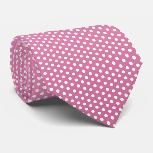 roze en witte pooldots stropdas (Opgerold)