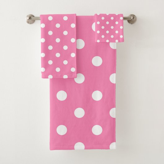Roze en witte poolpunts bad handdoek (Insitu)