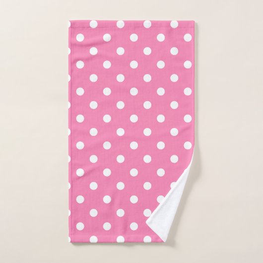 Roze en witte poolpunts bad handdoek (Handdoek)