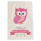 Roze en witte poolwand Baby shower Medium Cadeauzakje (Voorkant)