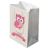 Roze en witte poolwand Baby shower Medium Cadeauzakje (Achterkant Gekanteld)