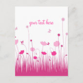 Roze en Witte Poppies Meadow Script Briefkaart (Voorkant)