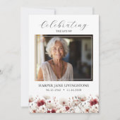 Roze en Witte Poppy begrafenisprogramma Kaart (Voorkant)