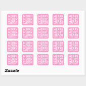 Roze en witte pretkerstickers vierkante sticker (Vel)
