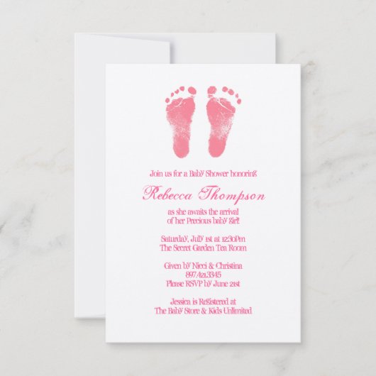 Roze en witte Prints Baby shower Kaart (Voorkant)
