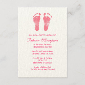Roze en witte Prints Baby shower Kaart